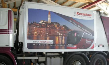 Werbung am eigenen LKW Kerschner