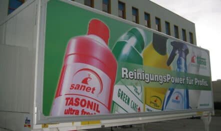 Truck advertising tarpaulin for Tana