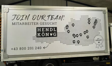 LKW Werbung für Hendl König