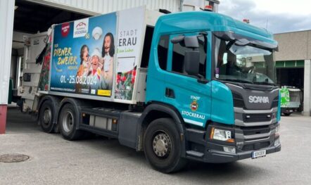 LKW Werbung für Stadtgemeinde Stockerau